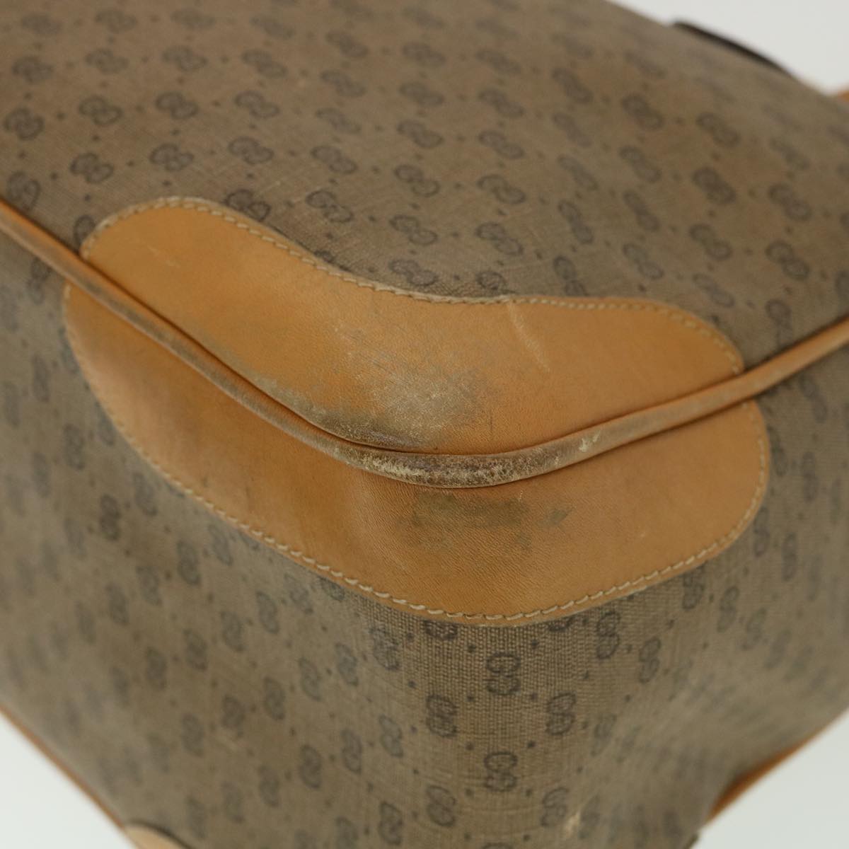GUCCI Micro GG Canvas Hand Bag PVC Leather Beige 33212