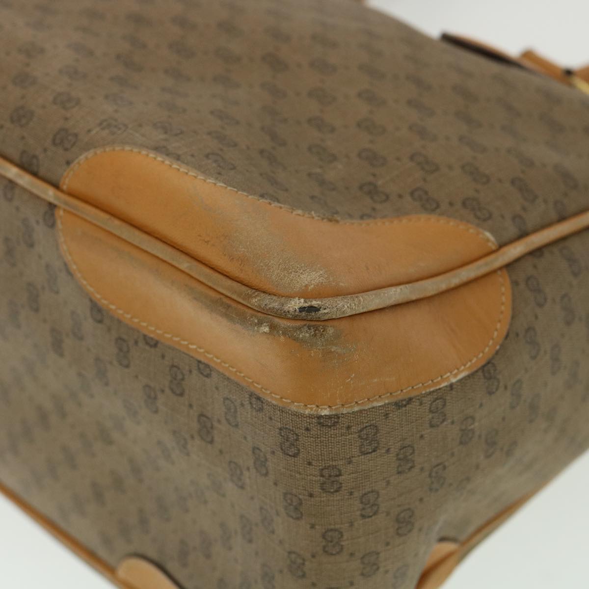 GUCCI Micro GG Canvas Hand Bag PVC Leather Beige 33212