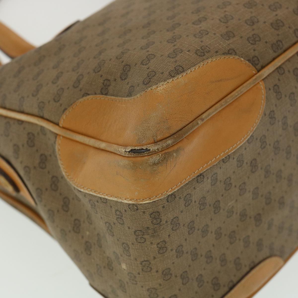 GUCCI Micro GG Canvas Hand Bag PVC Leather Beige 33212
