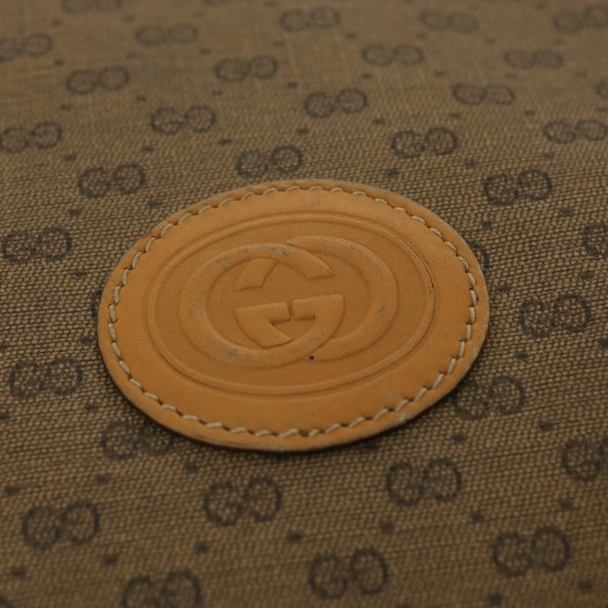 GUCCI Micro GG Canvas Hand Bag PVC Leather Beige 33212
