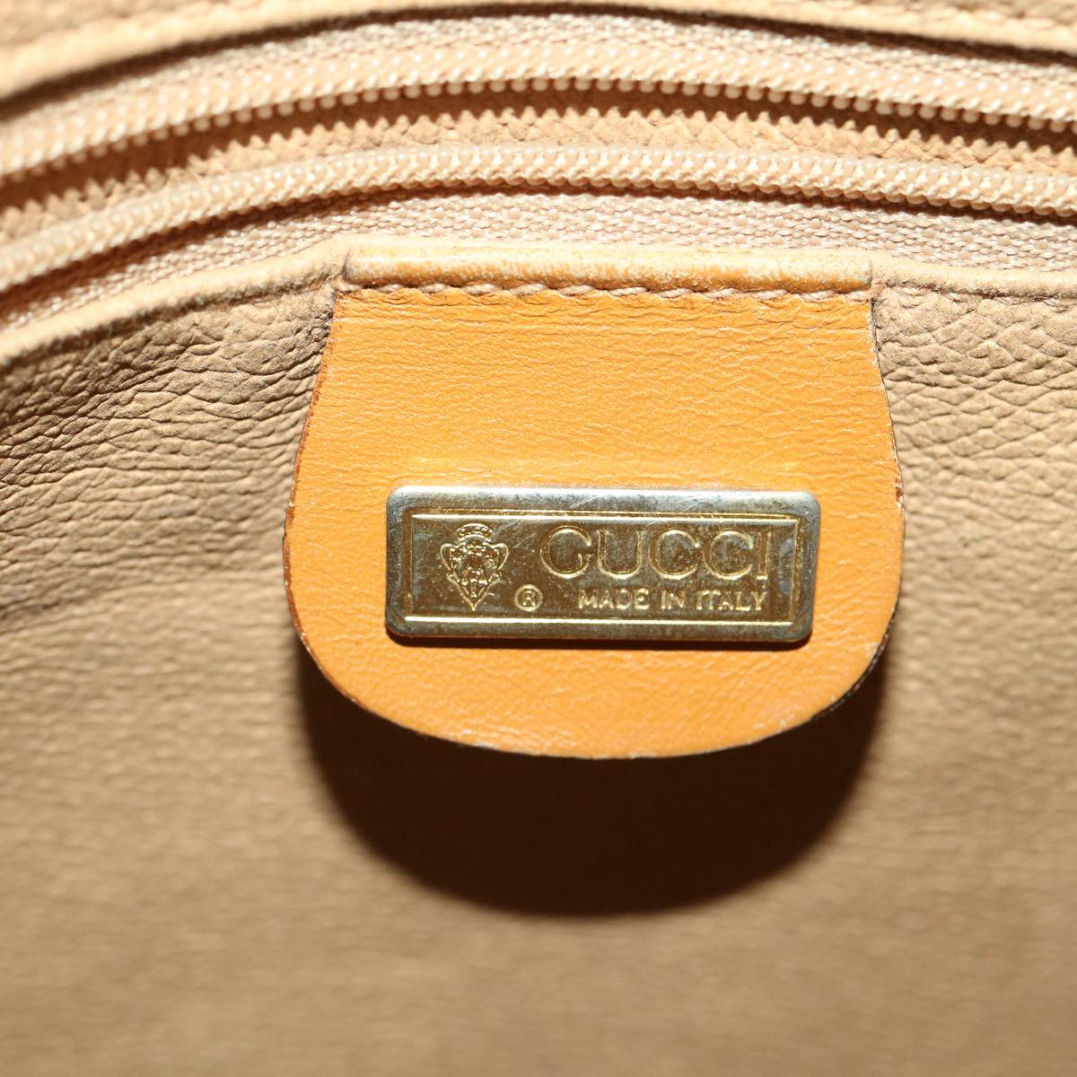 GUCCI Micro GG Canvas Hand Bag PVC Leather Beige 33212