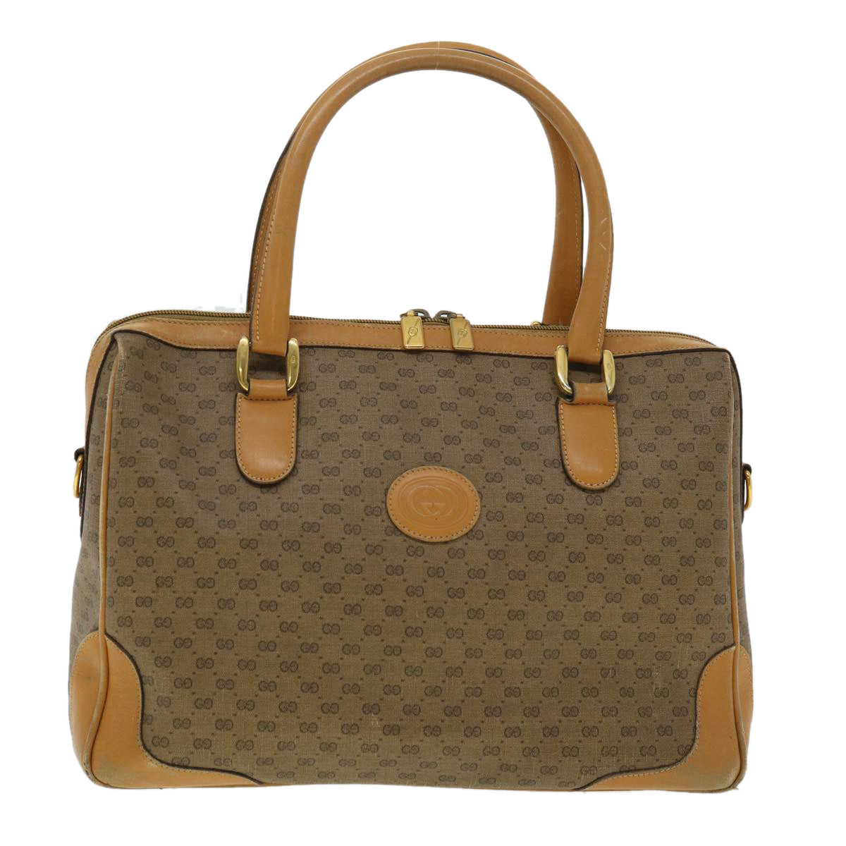 GUCCI Micro GG Canvas Hand Bag PVC Leather Beige 33212