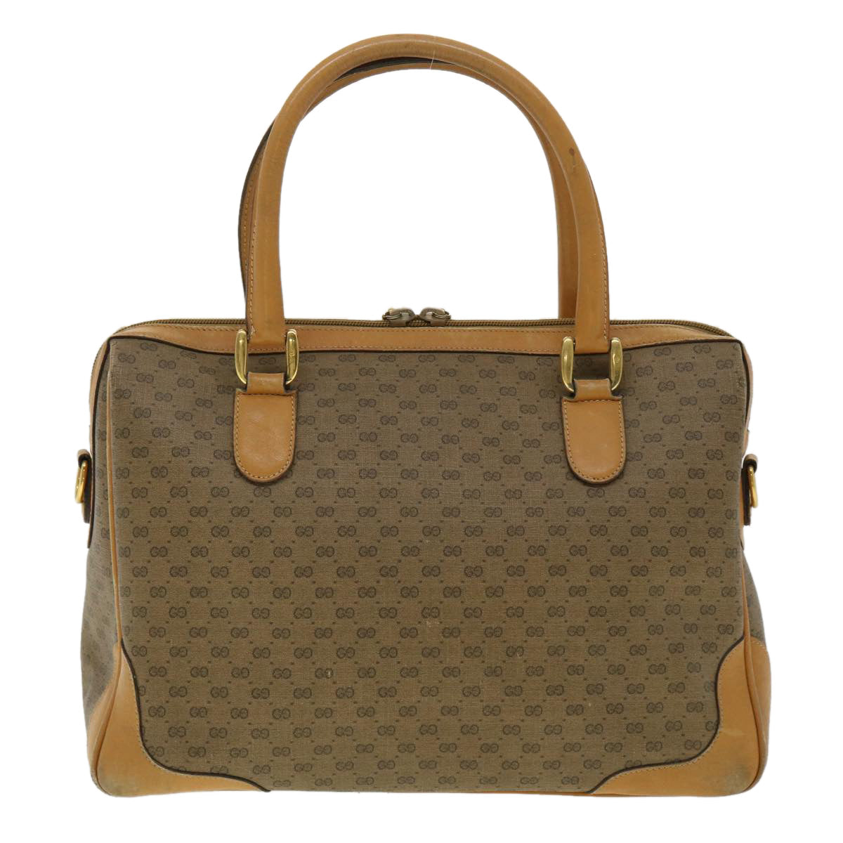 GUCCI Micro GG Canvas Hand Bag PVC Leather Beige 33212