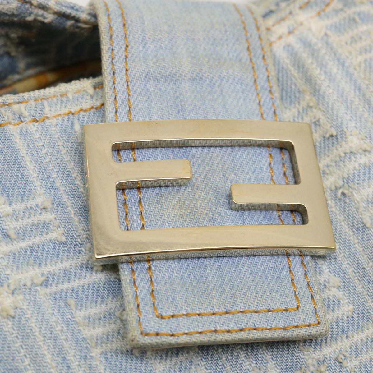FENDI Zucca Canvas Shoulder Bag Denim Light Blue 33230