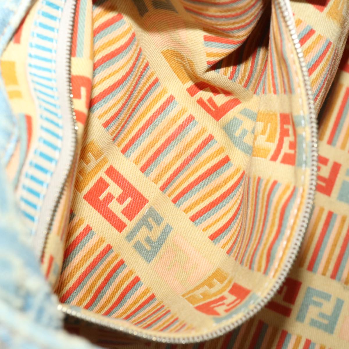 FENDI Zucca Canvas Shoulder Bag Denim Light Blue 33230