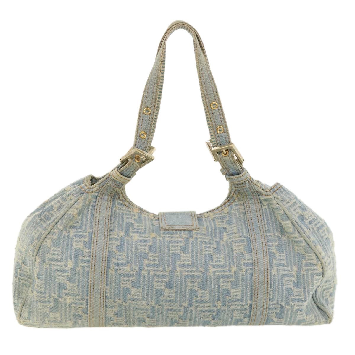 FENDI Zucca Canvas Shoulder Bag Denim Light Blue 33230
