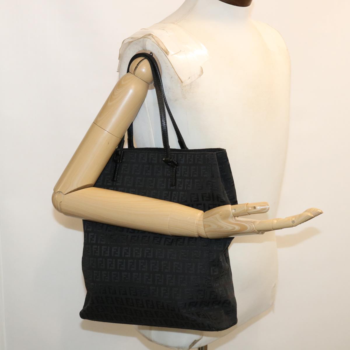 FENDI Zucchino Canvas Hand Bag Black 33232
