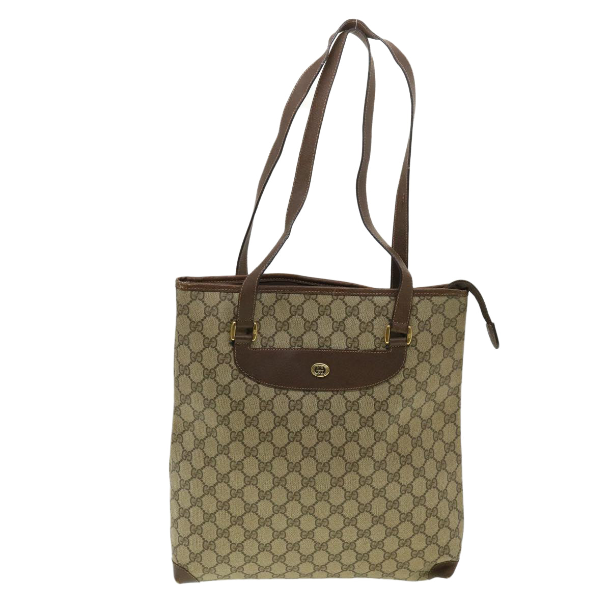 GUCCI GG Canvas Shoulder Bag PVC Leather Brown 33271