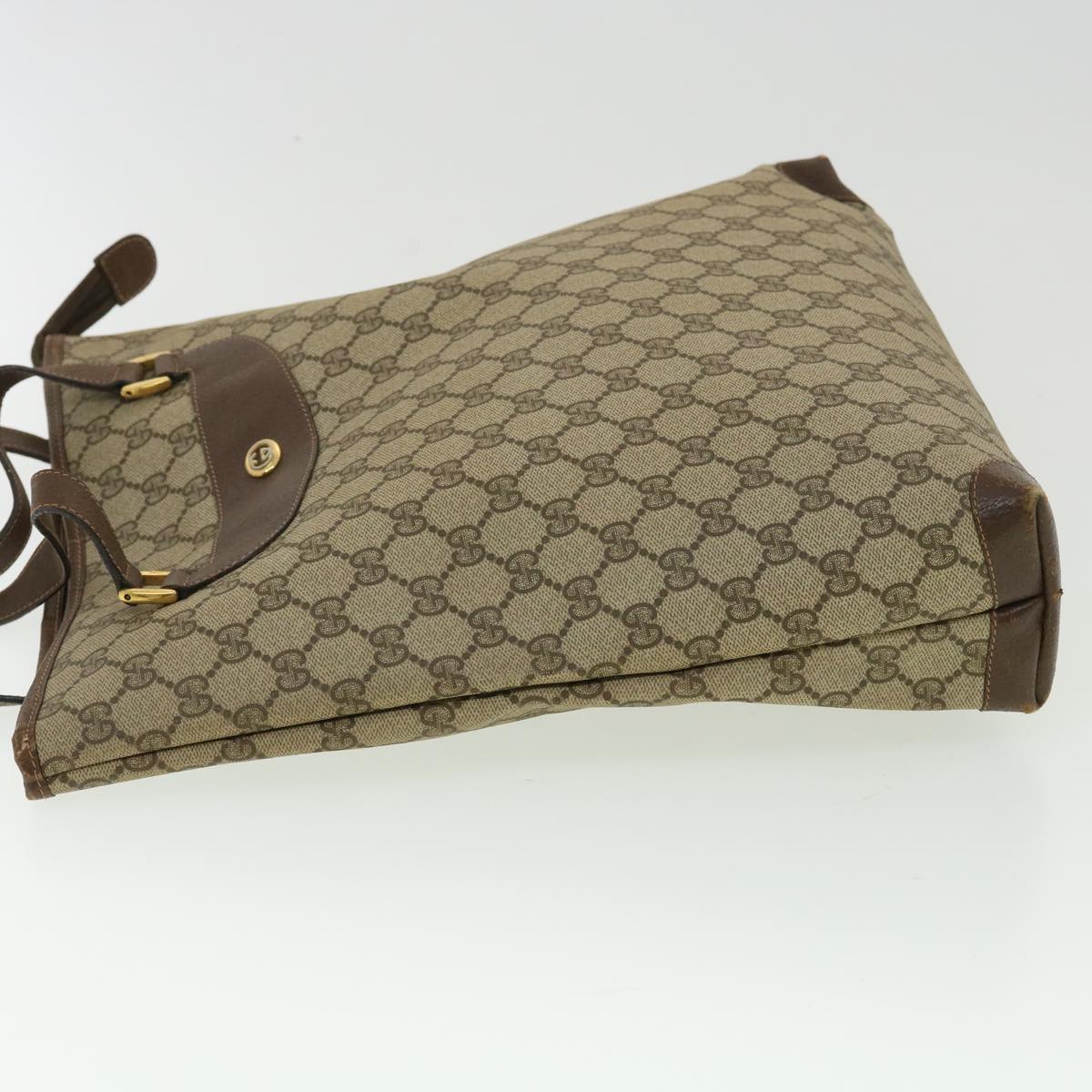GUCCI GG Canvas Shoulder Bag PVC Leather Brown 33271