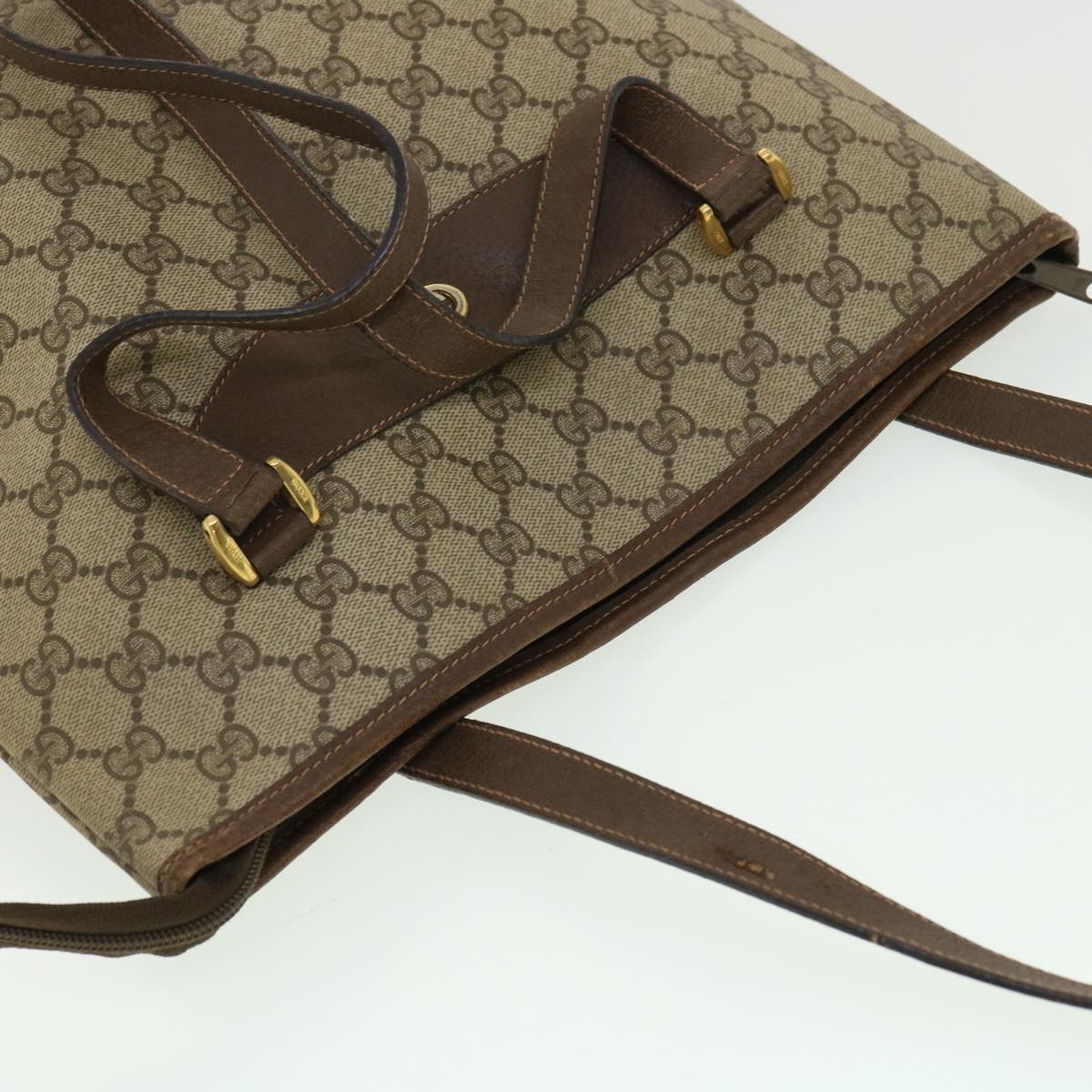 GUCCI GG Canvas Shoulder Bag PVC Leather Brown 33271