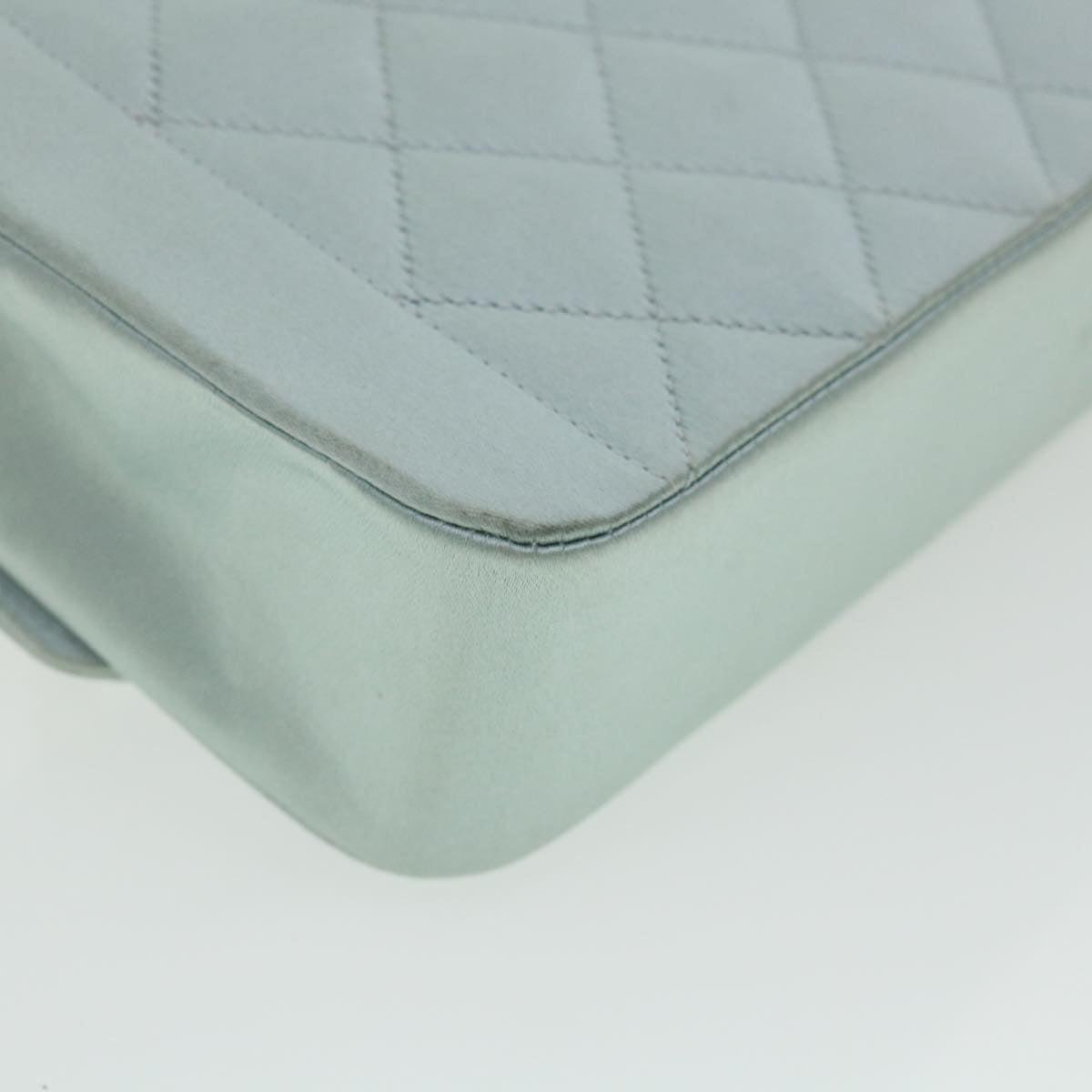CHANEL Diana Matelasse Shoulder Bag Satin Light Blue CC 33325A