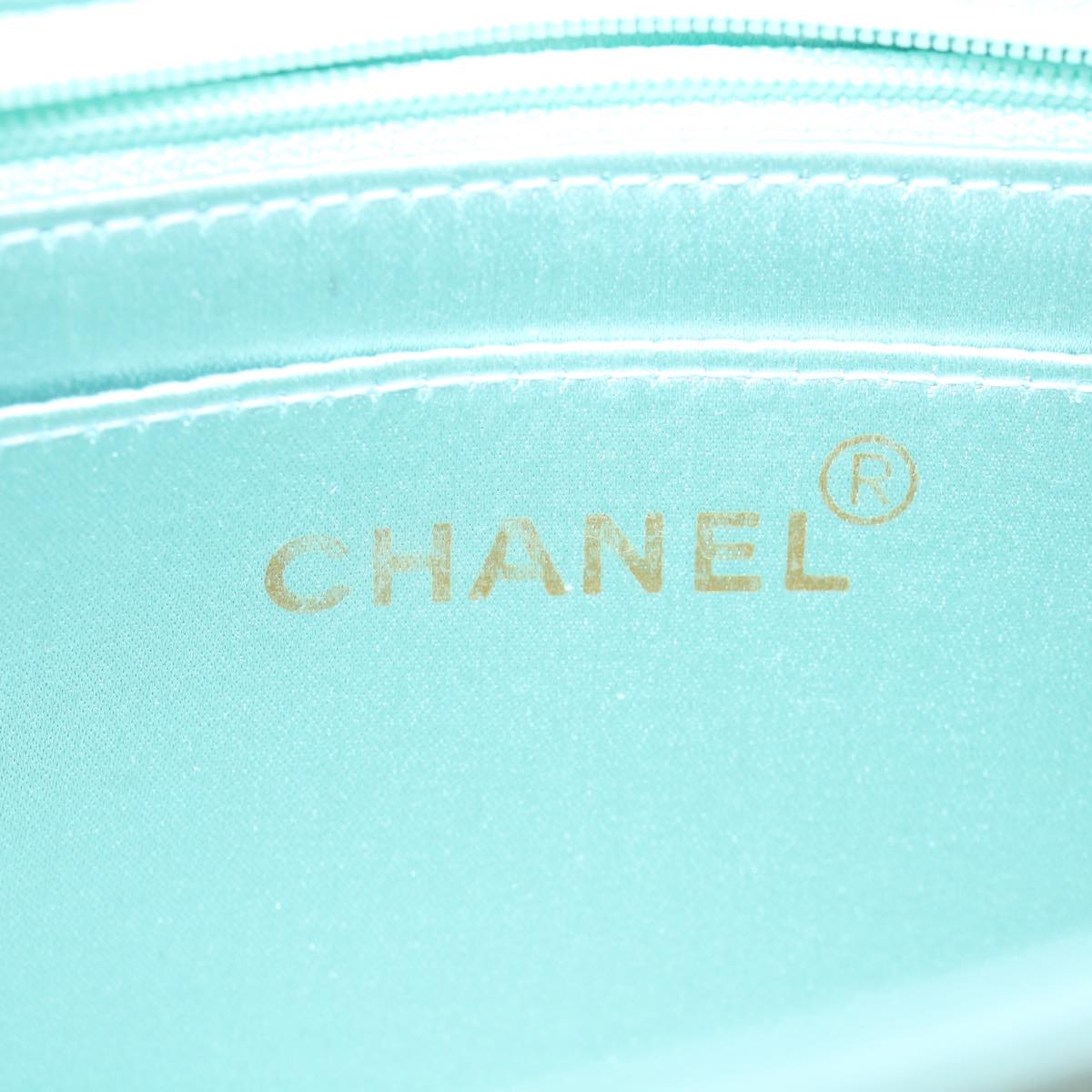 CHANEL Diana Matelasse Shoulder Bag Satin Light Blue CC 33325A