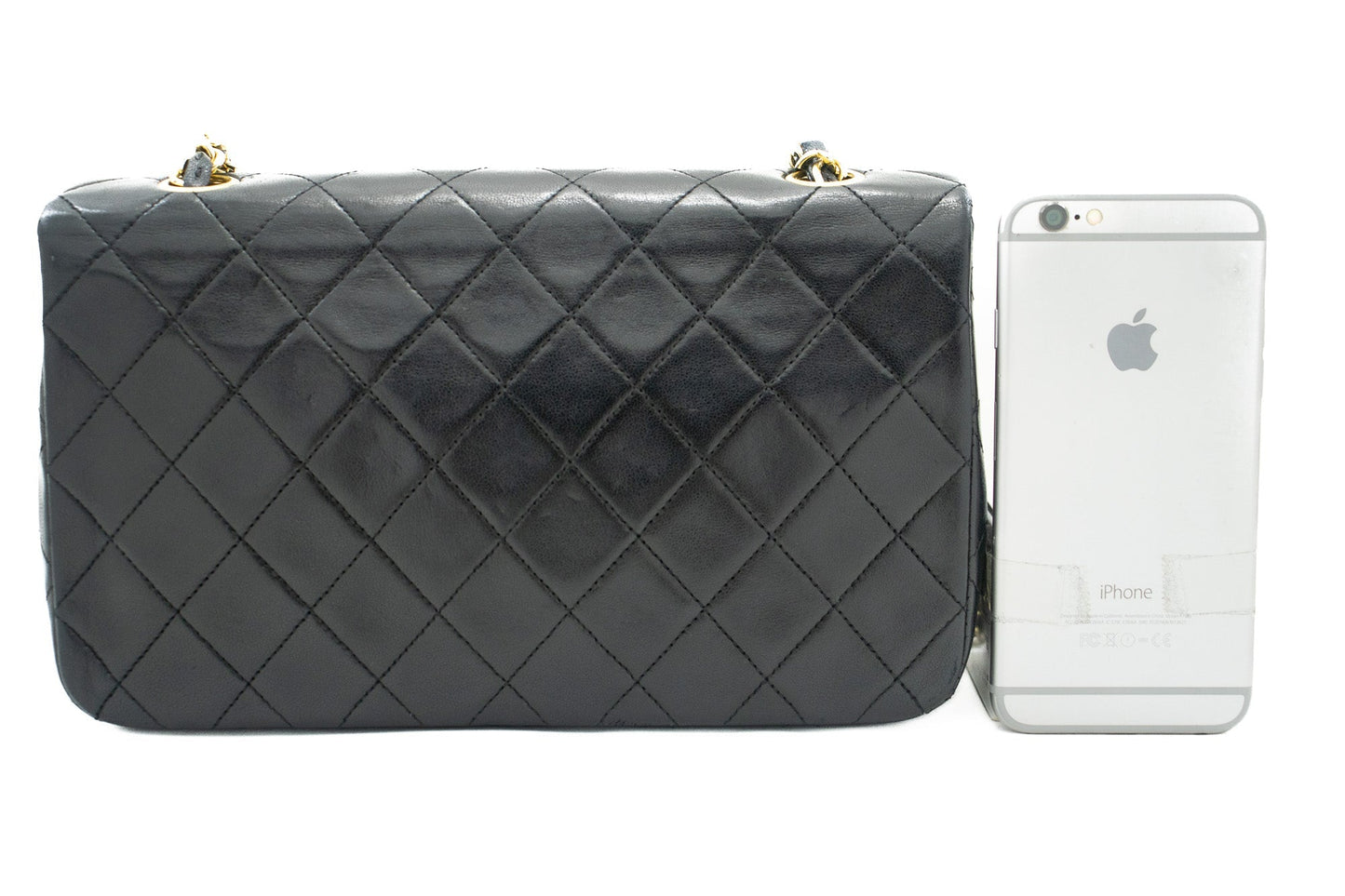 CHANEL Full Flap Chain Shoulder Bag Black Quilted Lambskin Purse j65