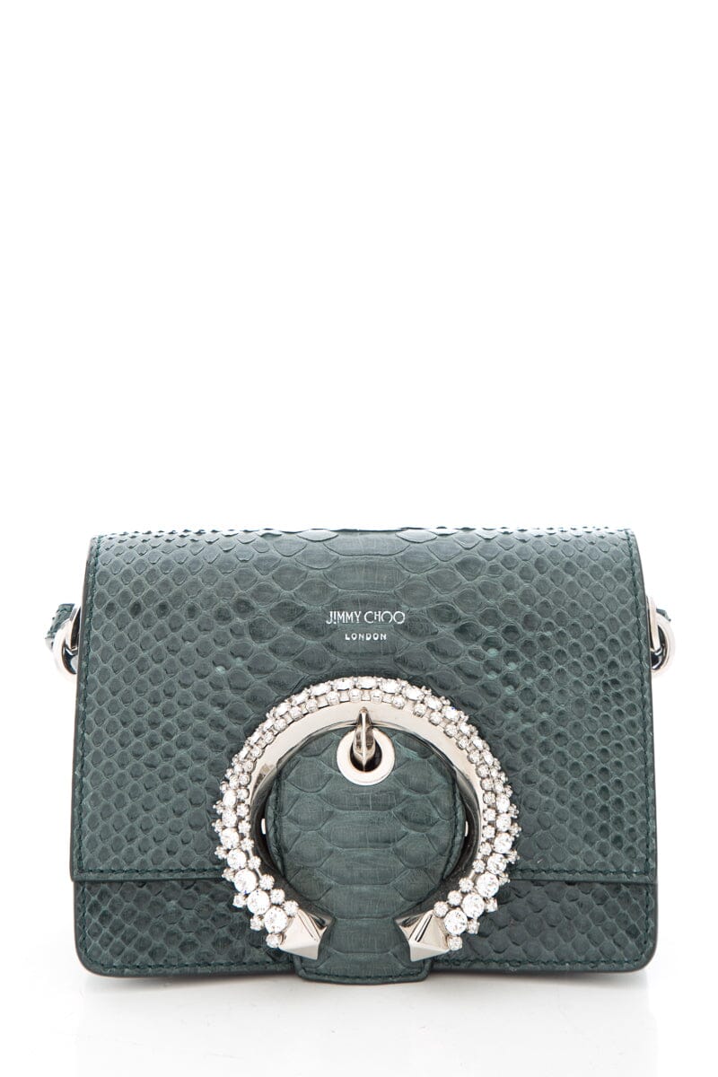 Jimmy Choo Teal Python Skin Madeline Handbag