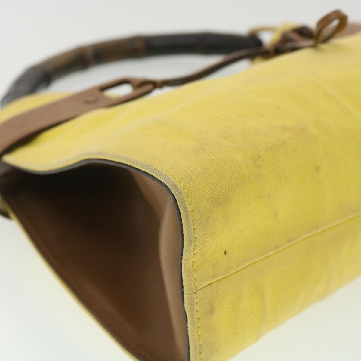 GUCCI Bamboo Shoulder Bag Canvas Yellow 33904