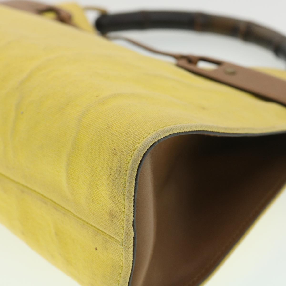 GUCCI Bamboo Shoulder Bag Canvas Yellow 33904