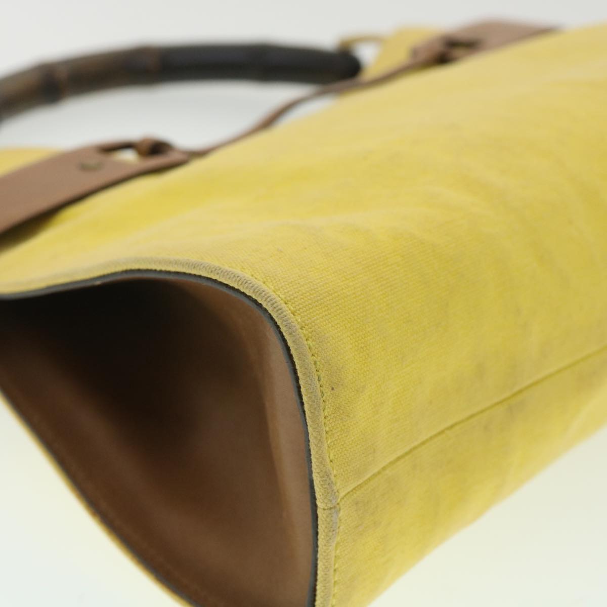 GUCCI Bamboo Shoulder Bag Canvas Yellow 33904