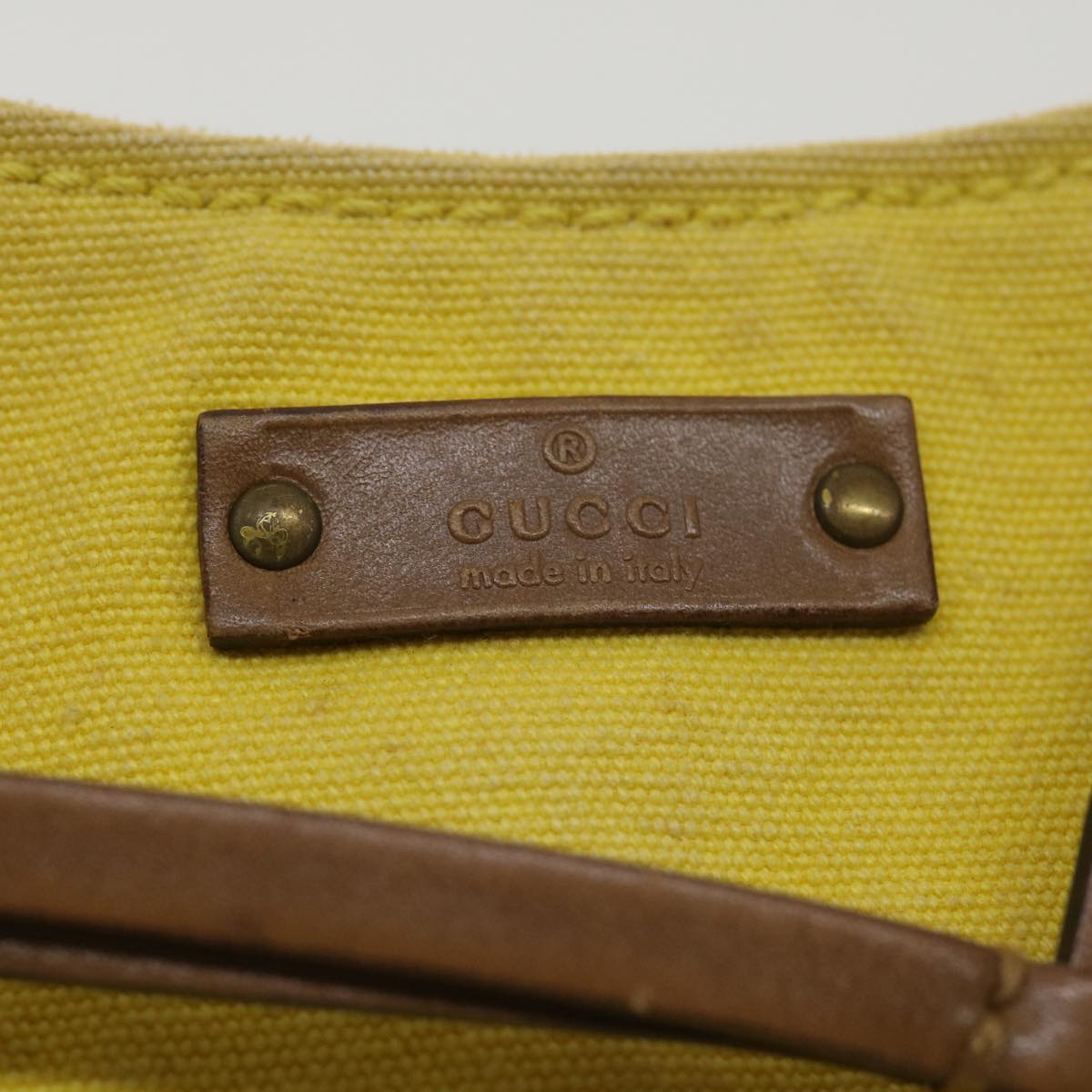 GUCCI Bamboo Shoulder Bag Canvas Yellow 33904