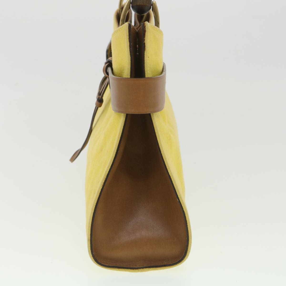 GUCCI Bamboo Shoulder Bag Canvas Yellow 33904