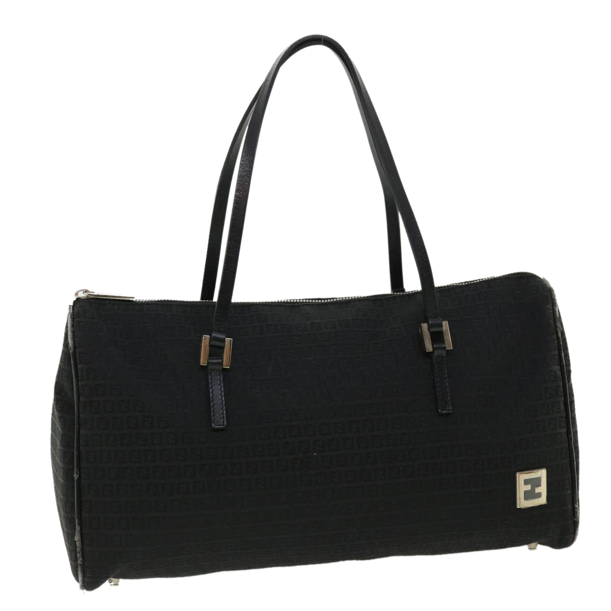 FENDI Zucchino Canvas Hand Bag Black 33935