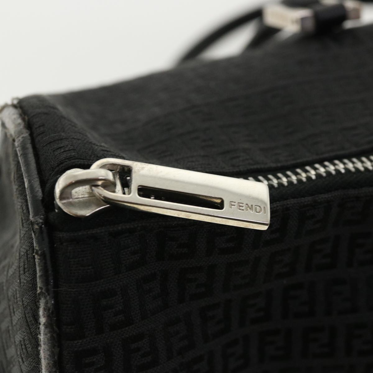 FENDI Zucchino Canvas Hand Bag Black 33935