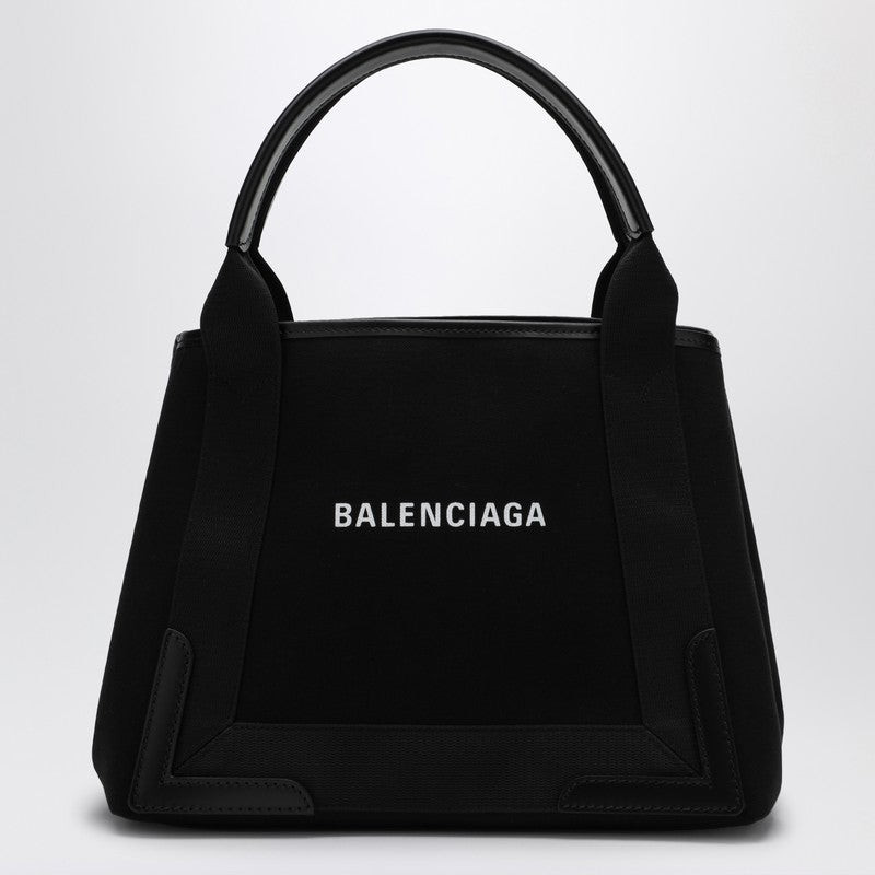 Balenciaga Small Black Cabas Bag In Canvas And Leather Women
