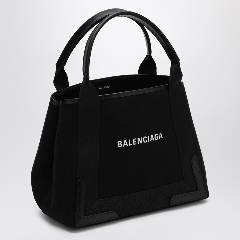Balenciaga Small Black Cabas Bag In Canvas And Leather Women