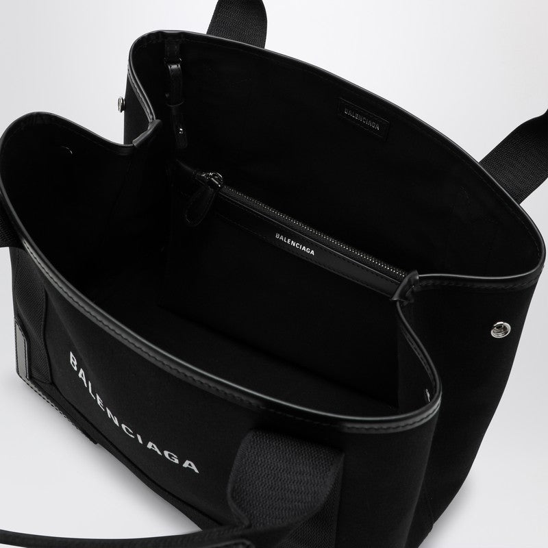 Balenciaga Small Black Cabas Bag In Canvas And Leather Women