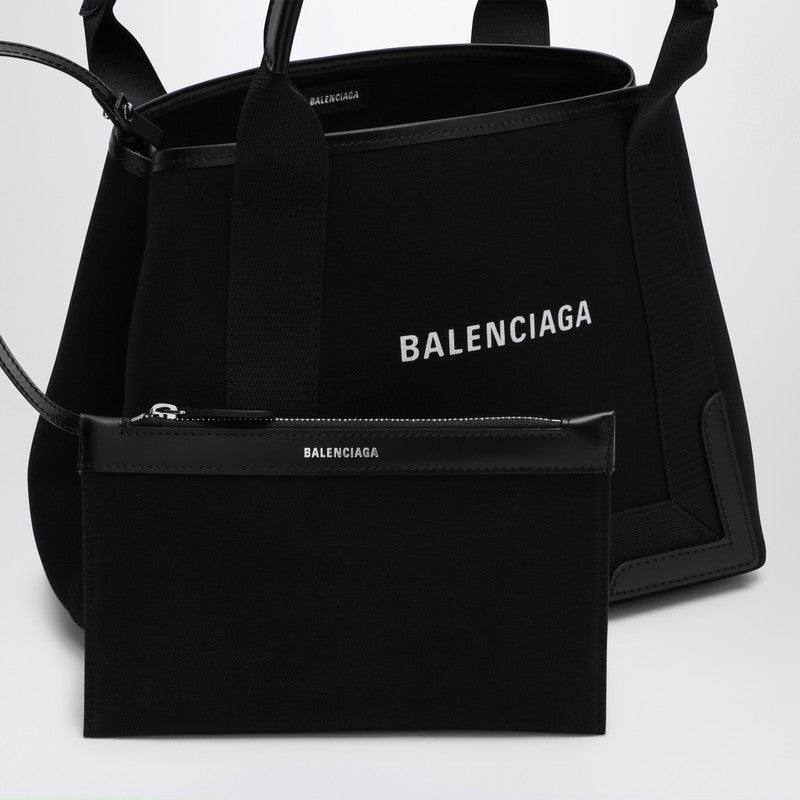 Balenciaga Small Black Cabas Bag In Canvas And Leather Women