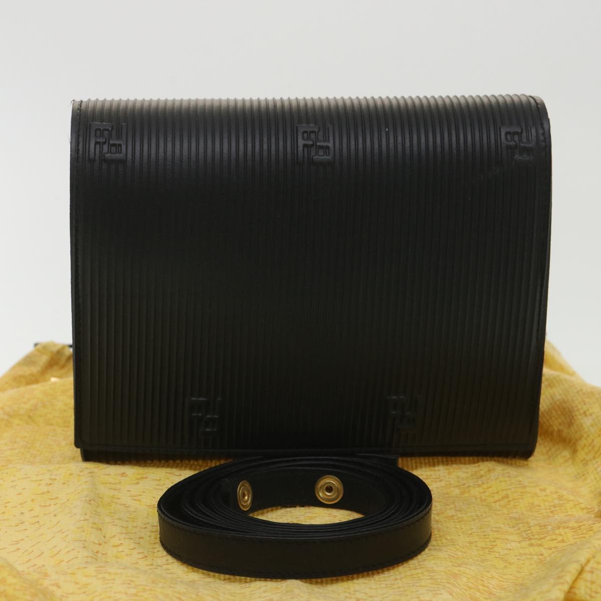 FENDI Shoulder Bag Leather Black 34011