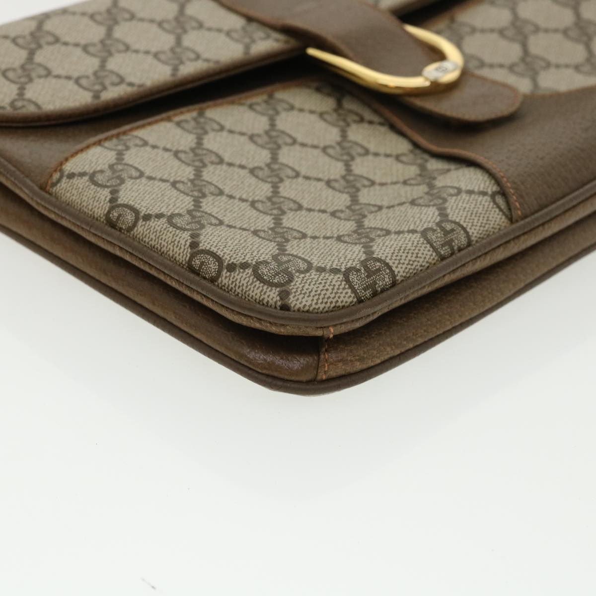 GUCCI GG Canvas Shoulder Bag PVC Leather Beige 34027