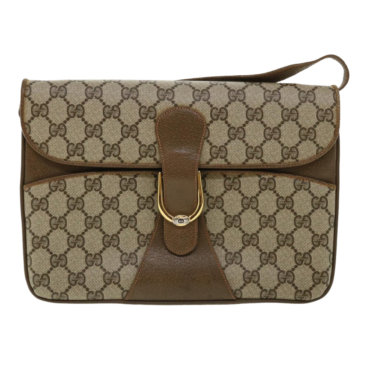 GUCCI GG Canvas Shoulder Bag PVC Leather Beige 34027