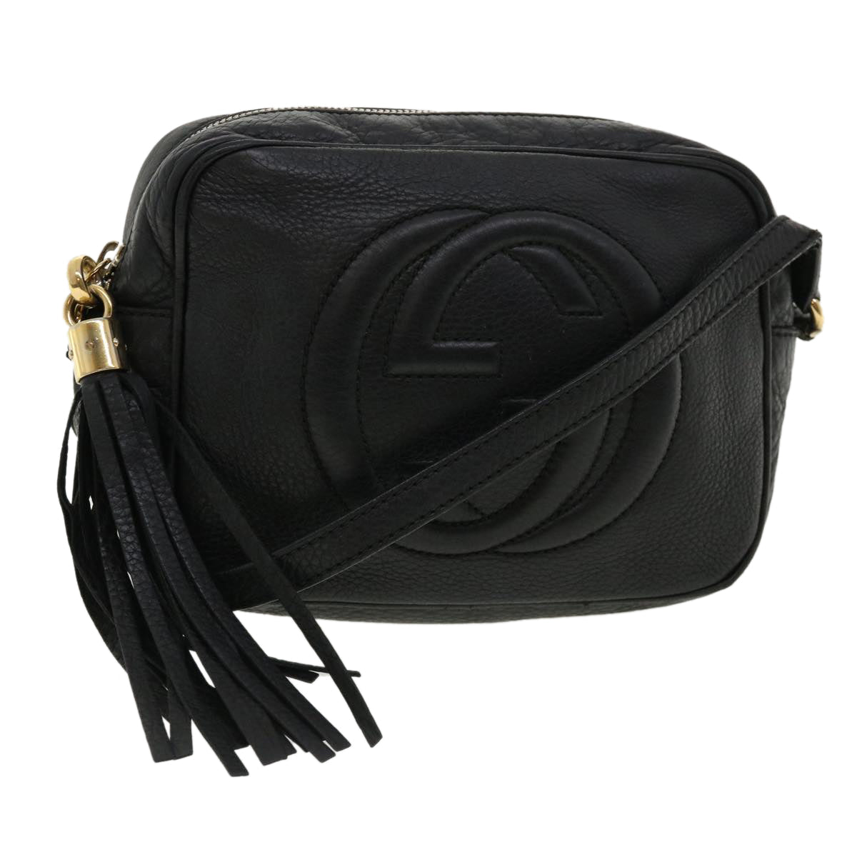 GUCCI Soho Shoulder Bag Leather Black 308364 34091