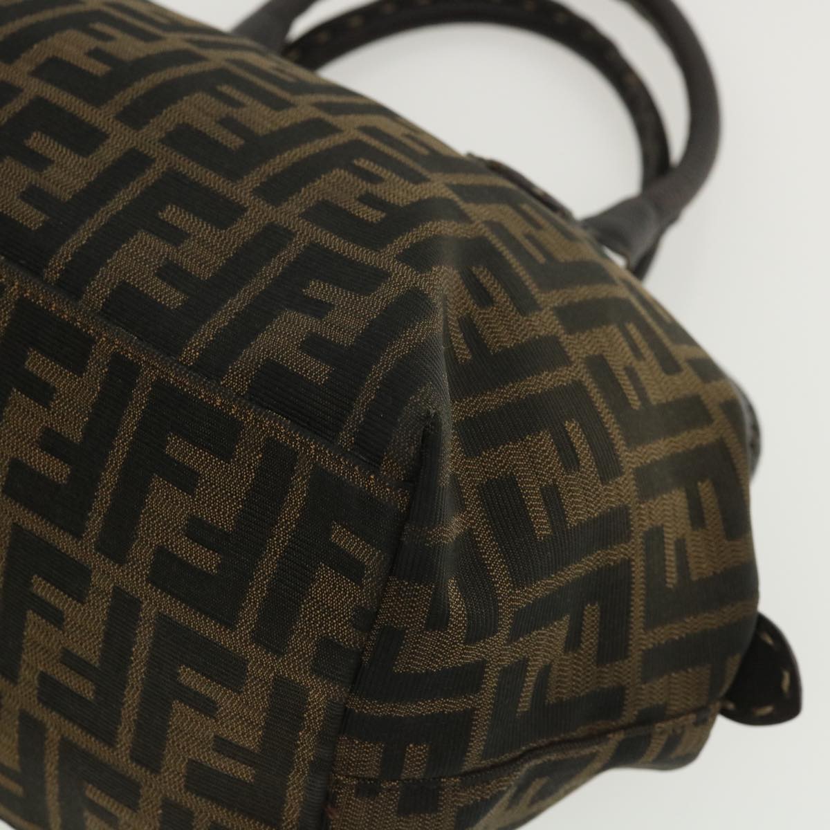 FENDI Zucca Canvas Hand Bag Brown Black 34311