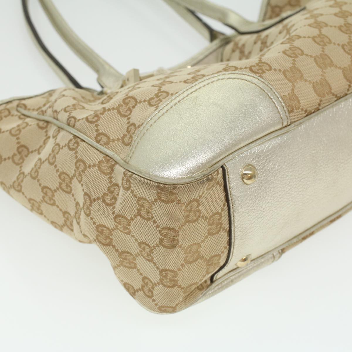 GUCCI GG Canvas Tote Bag Beige Champagne Gold 34597