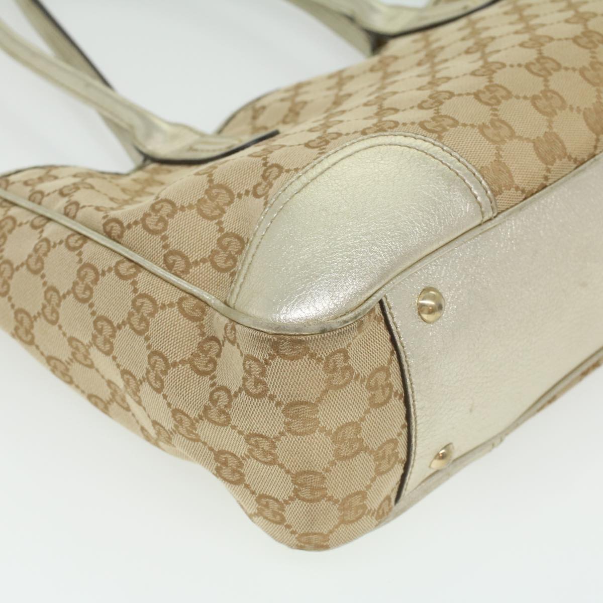 GUCCI GG Canvas Tote Bag Beige Champagne Gold 34597