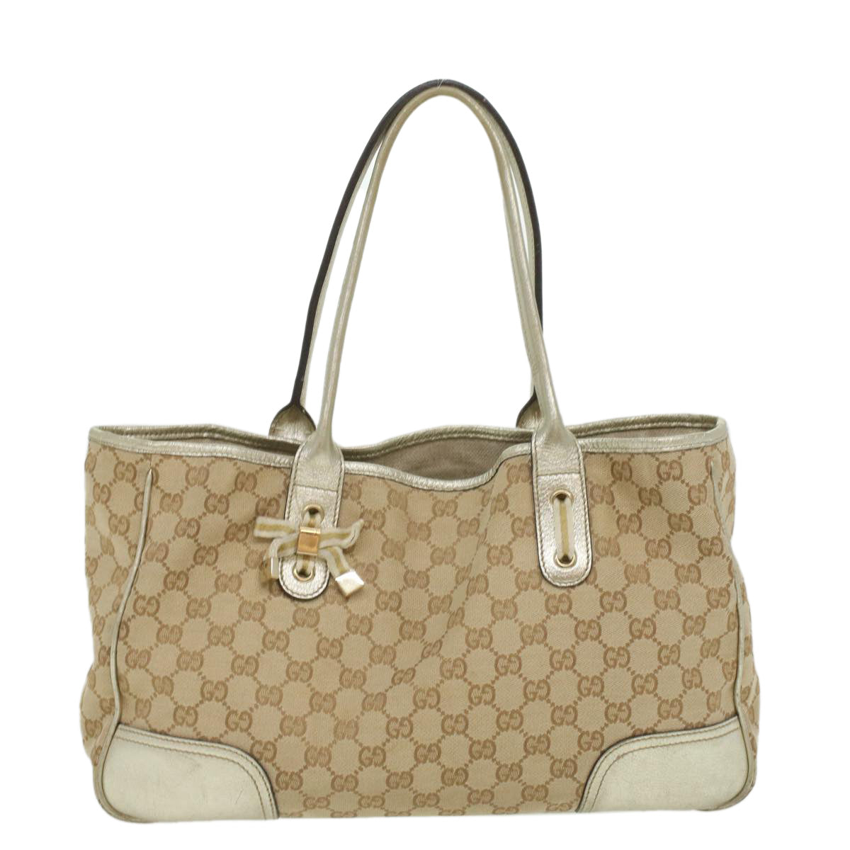 GUCCI GG Canvas Tote Bag Beige Champagne Gold 34597