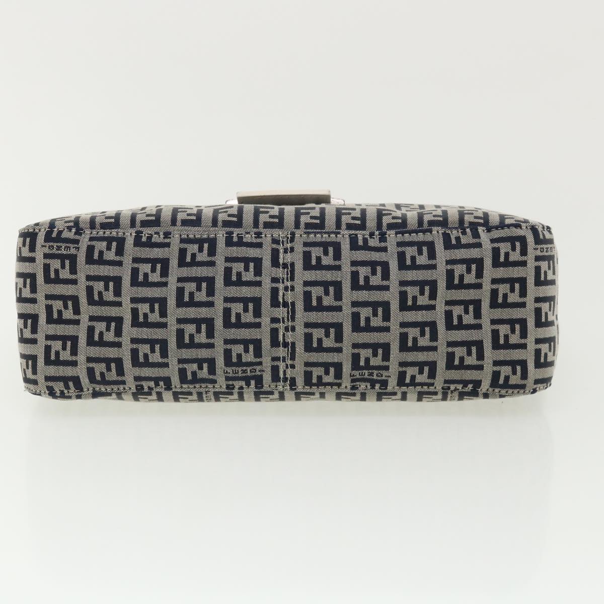FENDI Zucchino Canvas Shoulder Bag Navy 34615