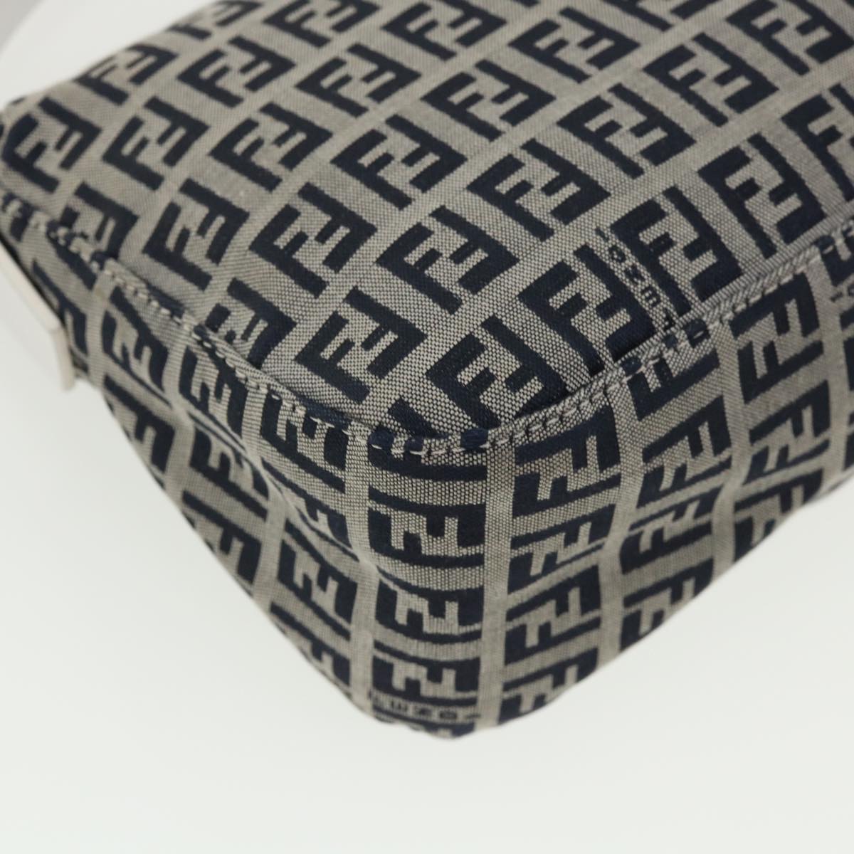 FENDI Zucchino Canvas Shoulder Bag Navy 34615