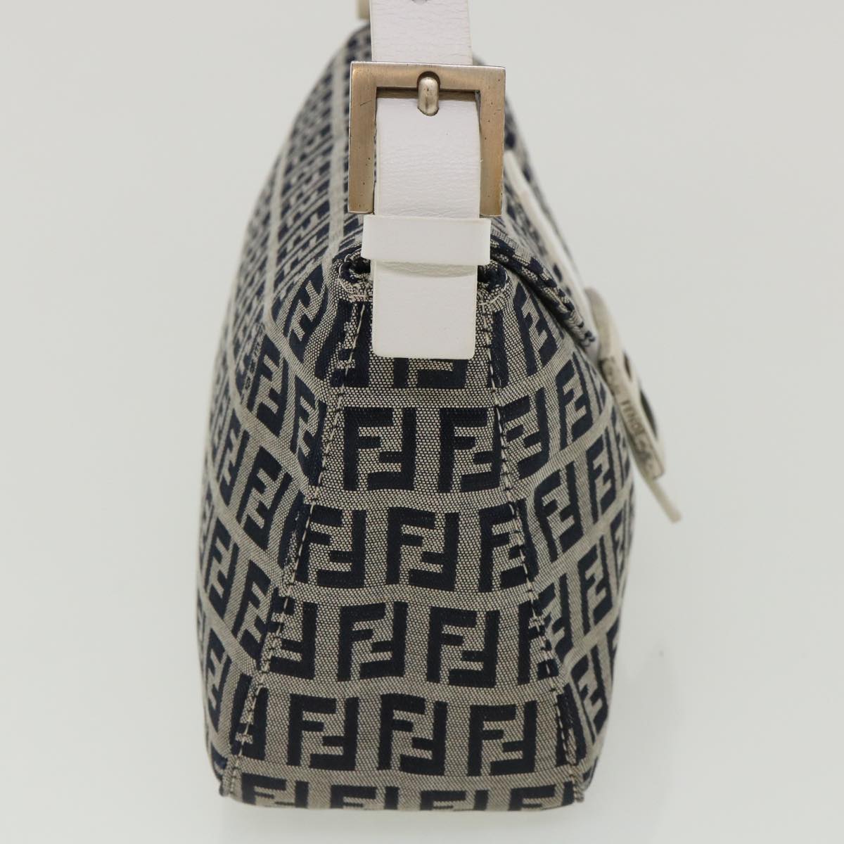 FENDI Zucchino Canvas Shoulder Bag Navy 34615