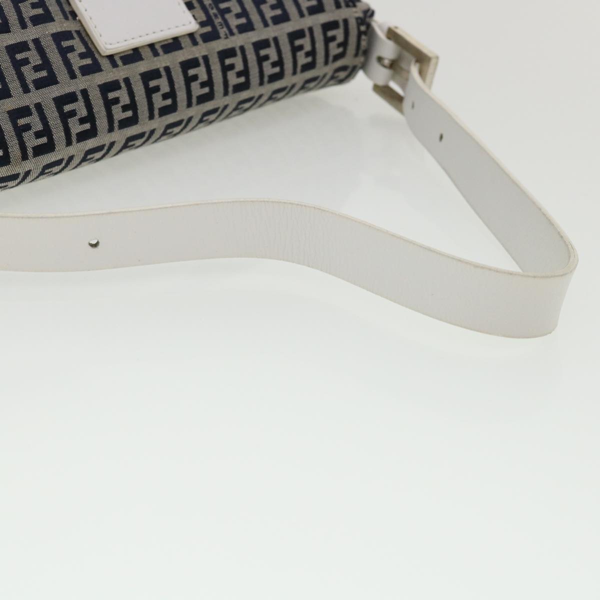 FENDI Zucchino Canvas Shoulder Bag Navy 34615