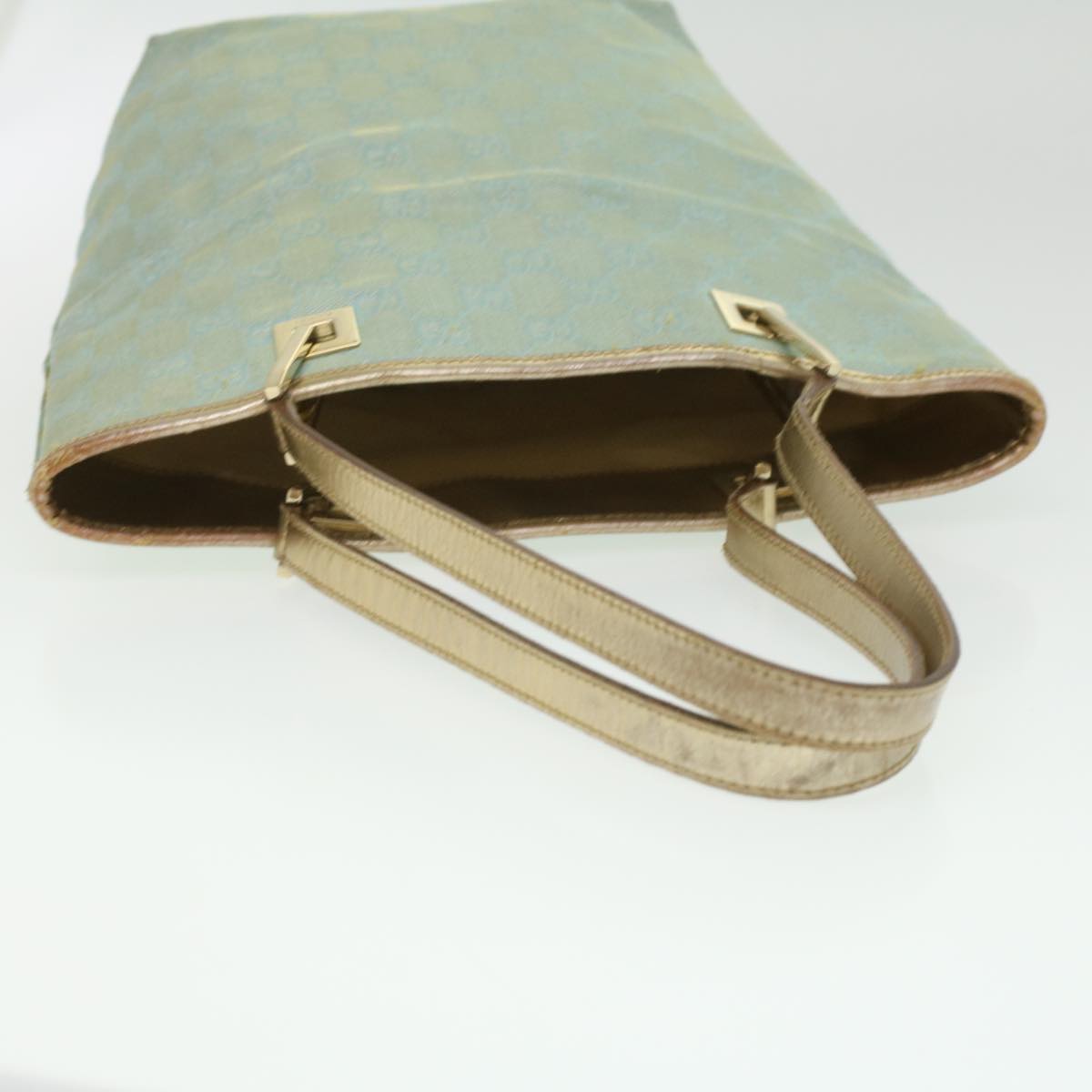 GUCCI GG Canvas Shoulder Bag Blue Champagne Gold 0021099 34623