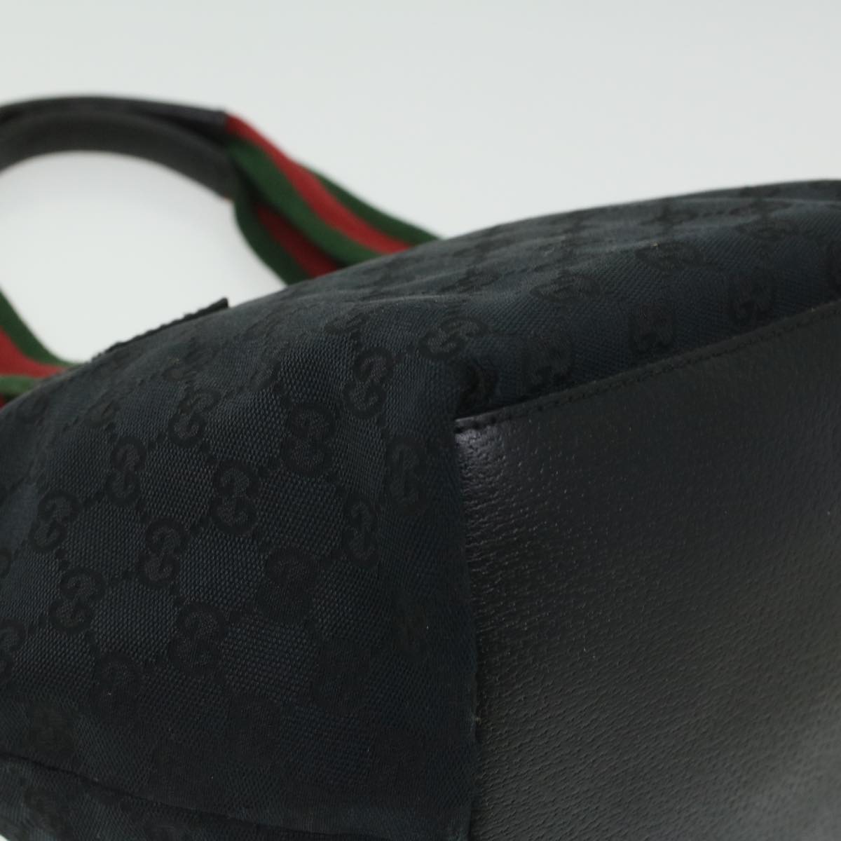 GUCCI GG Canvas Web Sherry Line Shoulder Bag Black Red Green 131228 35433