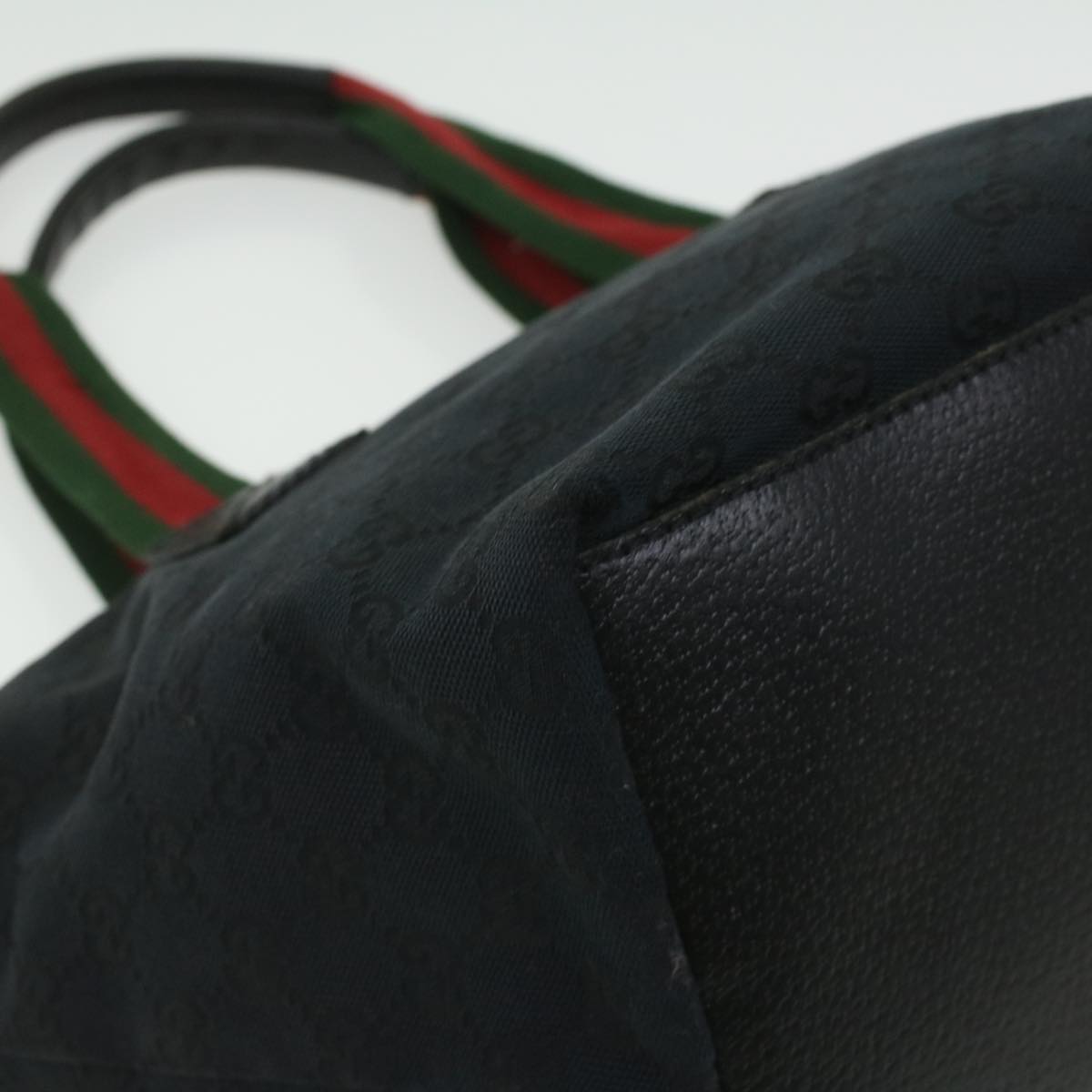 GUCCI GG Canvas Web Sherry Line Shoulder Bag Black Red Green 131228 35433