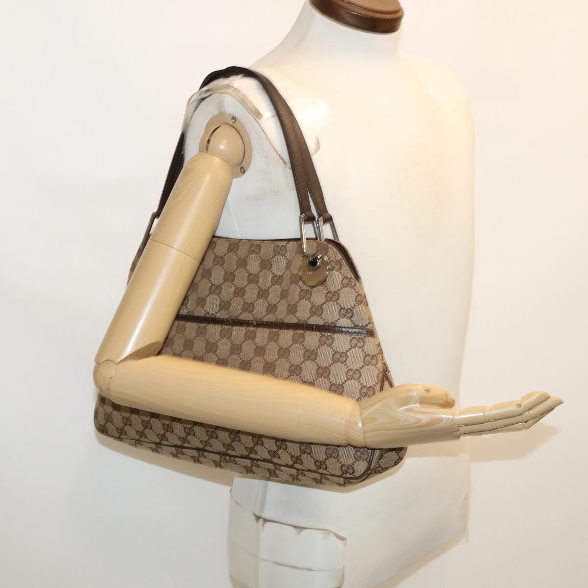 GUCCI GG Canvas Shoulder Bag Beige 121023 35573