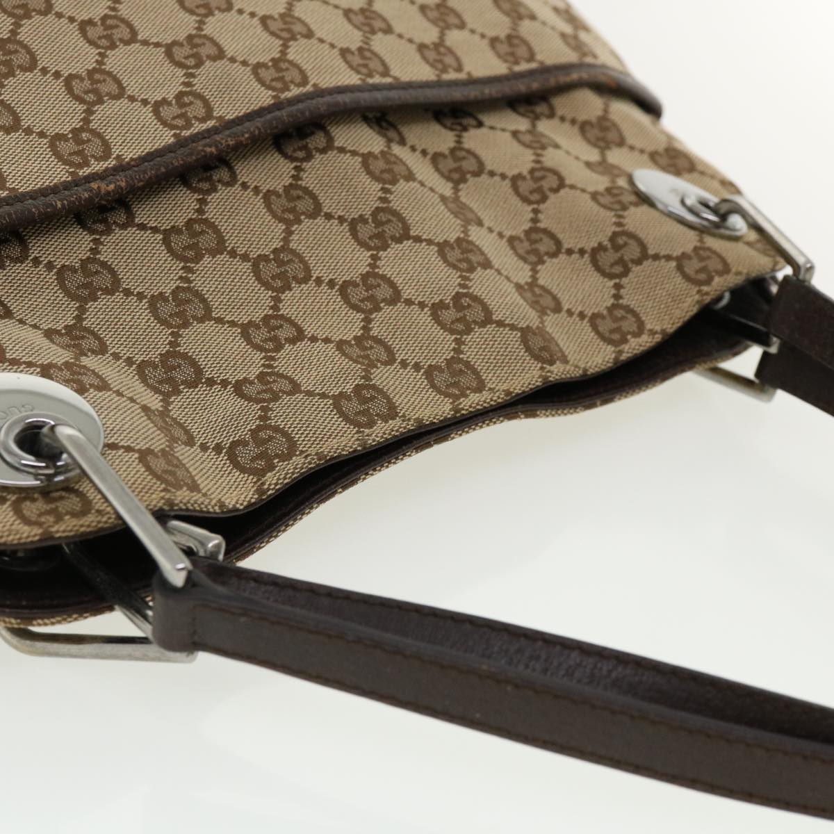GUCCI GG Canvas Shoulder Bag Beige 121023 35573
