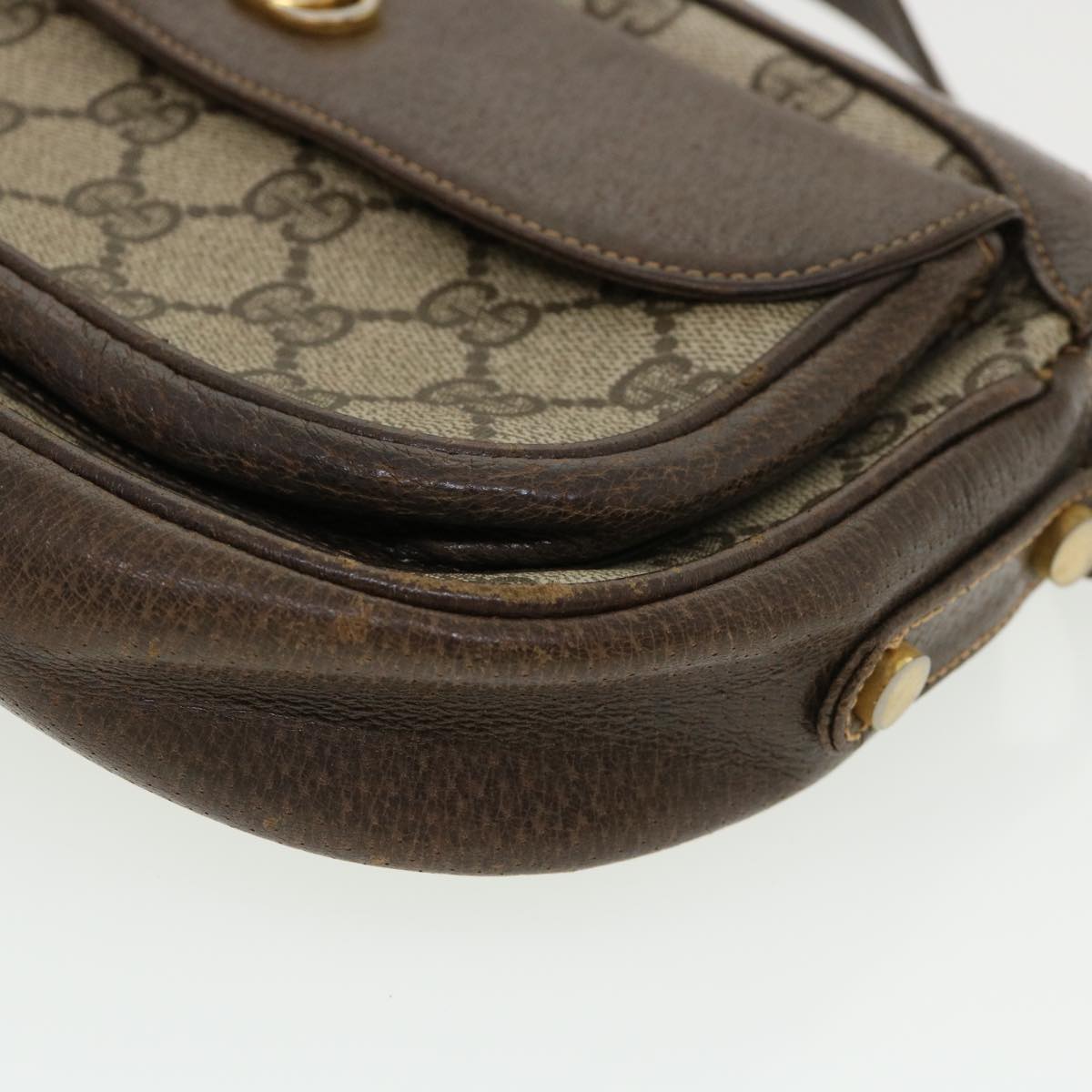 GUCCI GG Canvas Shoulder Bag PVC Leather Beige Brown 35644