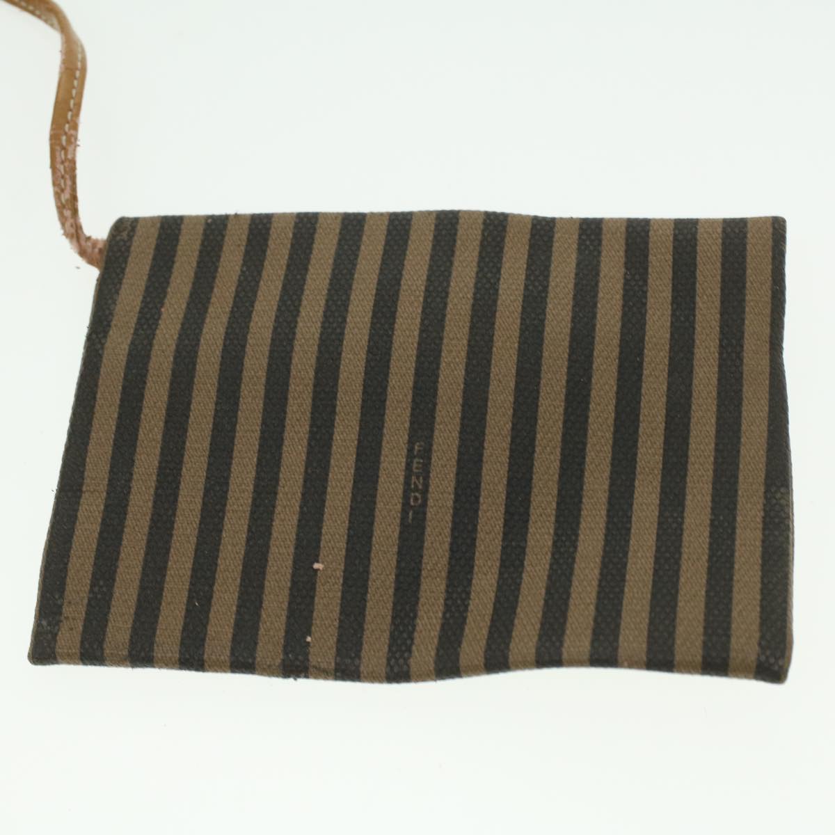 FENDI Pecan Canvas Shoulder Bag Khaki Black 35724
