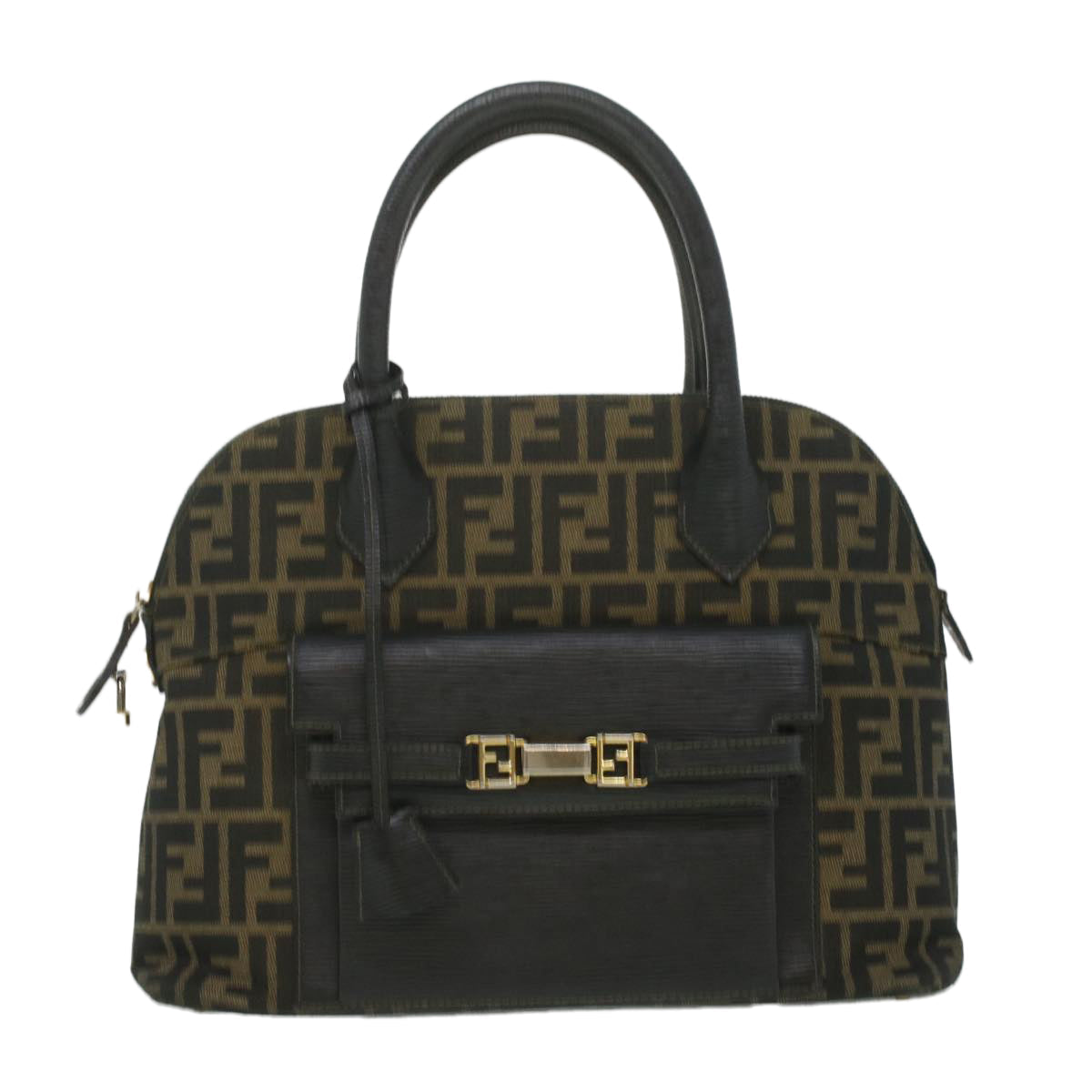 FENDI Zucca Canvas Hand Bag 2way Brown Black 35833