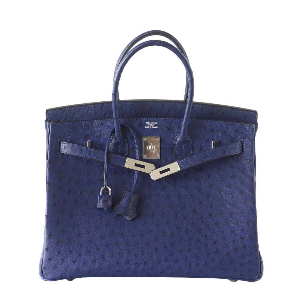 HermÃƒÆ’Ã‚Â¨s Birkin 35 Bleu Iris Ostrich Bag
